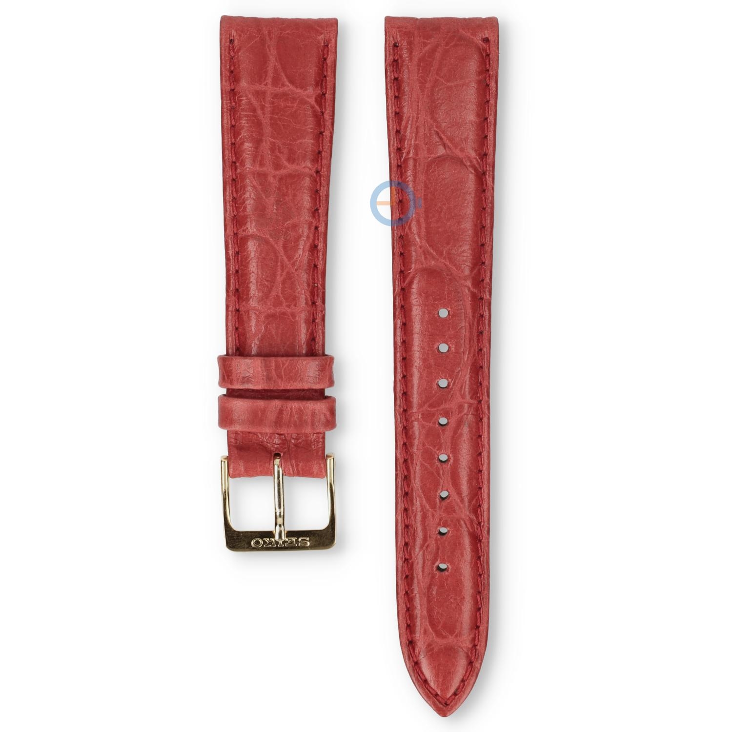 Universele 19mm rood/bruin leren horlogeband - Seiko