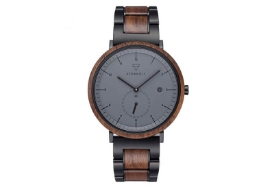 Kerbholz Anton horlogeband - Walnut Midnight Black Steel