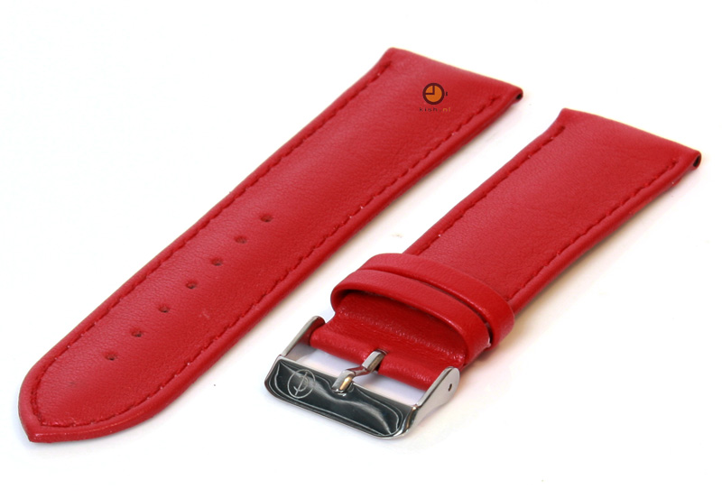 Horlogeband 22mm rood kalfsleer