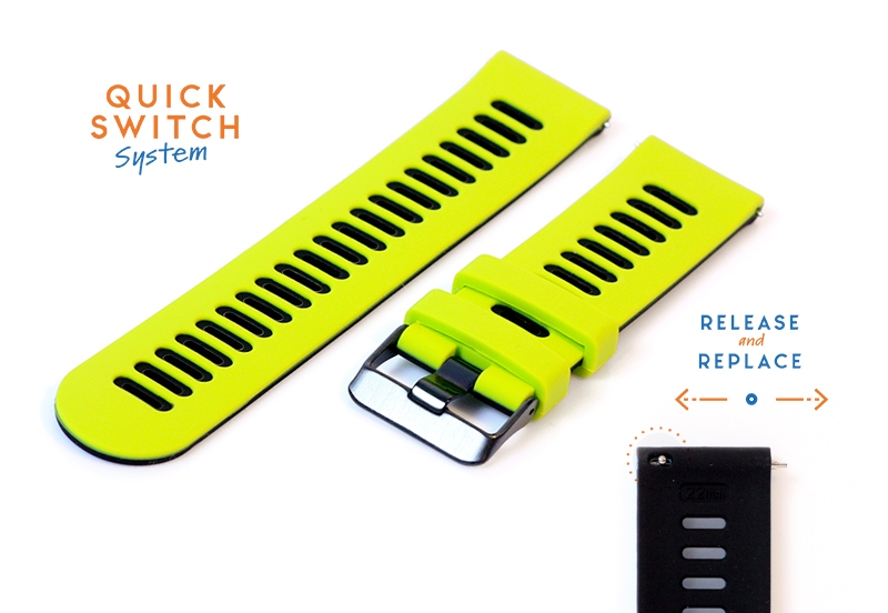 Siliconen horlogeband 22mm - felgroen/zwart