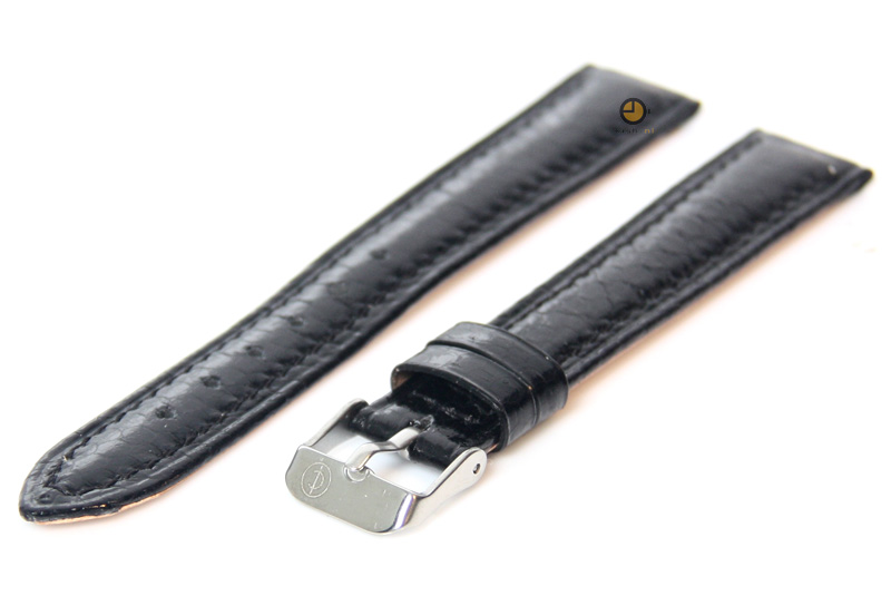 Horlogeband 16mm zwart echt slangenleder