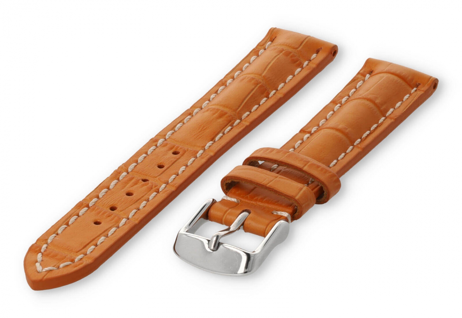 Horlogeband met krokoprint 18mm oranje leer
