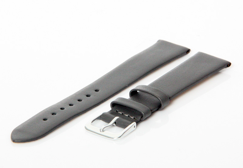 Horlogeband 20mm grijs leer naadloos