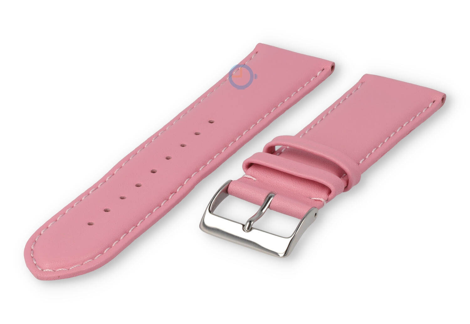 24mm horlogeband glad leer - lichtroze