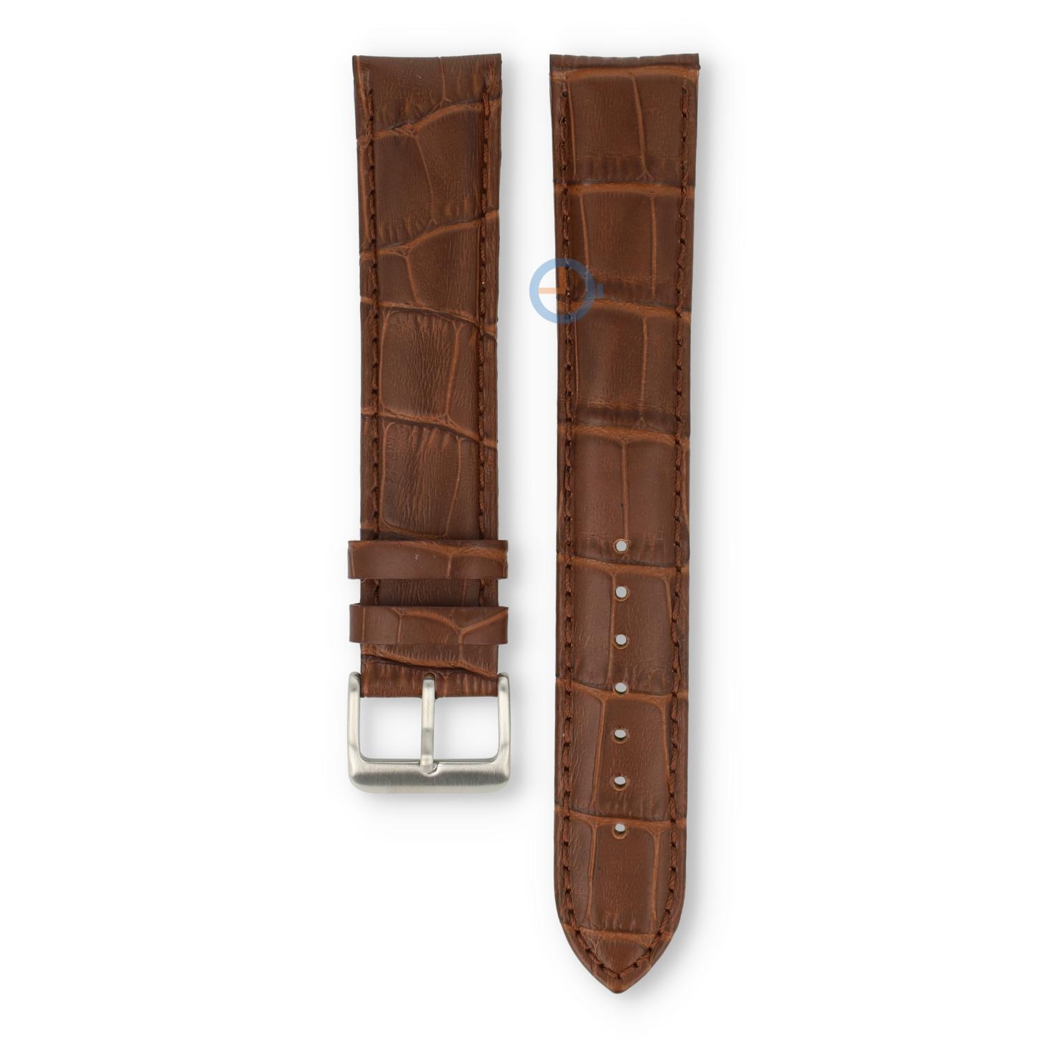 Extra lange horlogeband - croco leer - 20mm - donkerbruin
