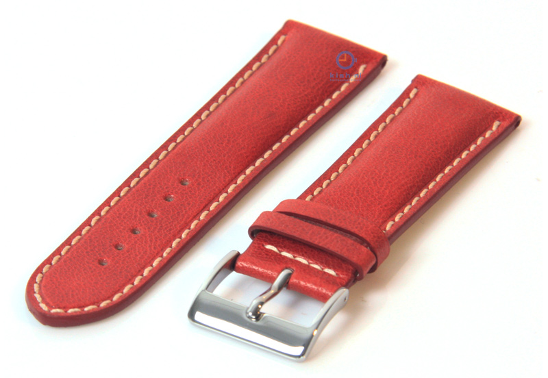 Horlogeband 24mm steenrood leer