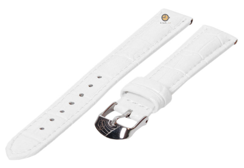 Horlogeband 14mm wit leer kroko
