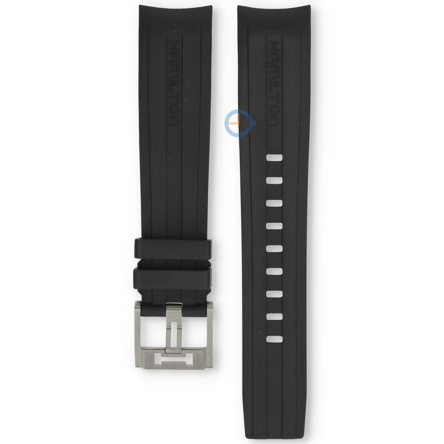 Hamilton horlogeband H77726351 - zwart siliconen