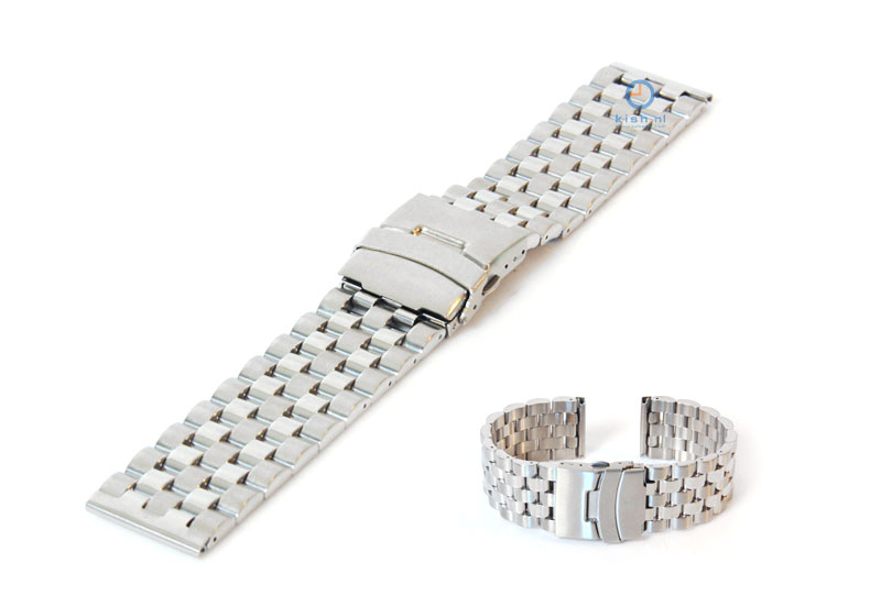 Horlogeband 24mm staal mat/glans zilver