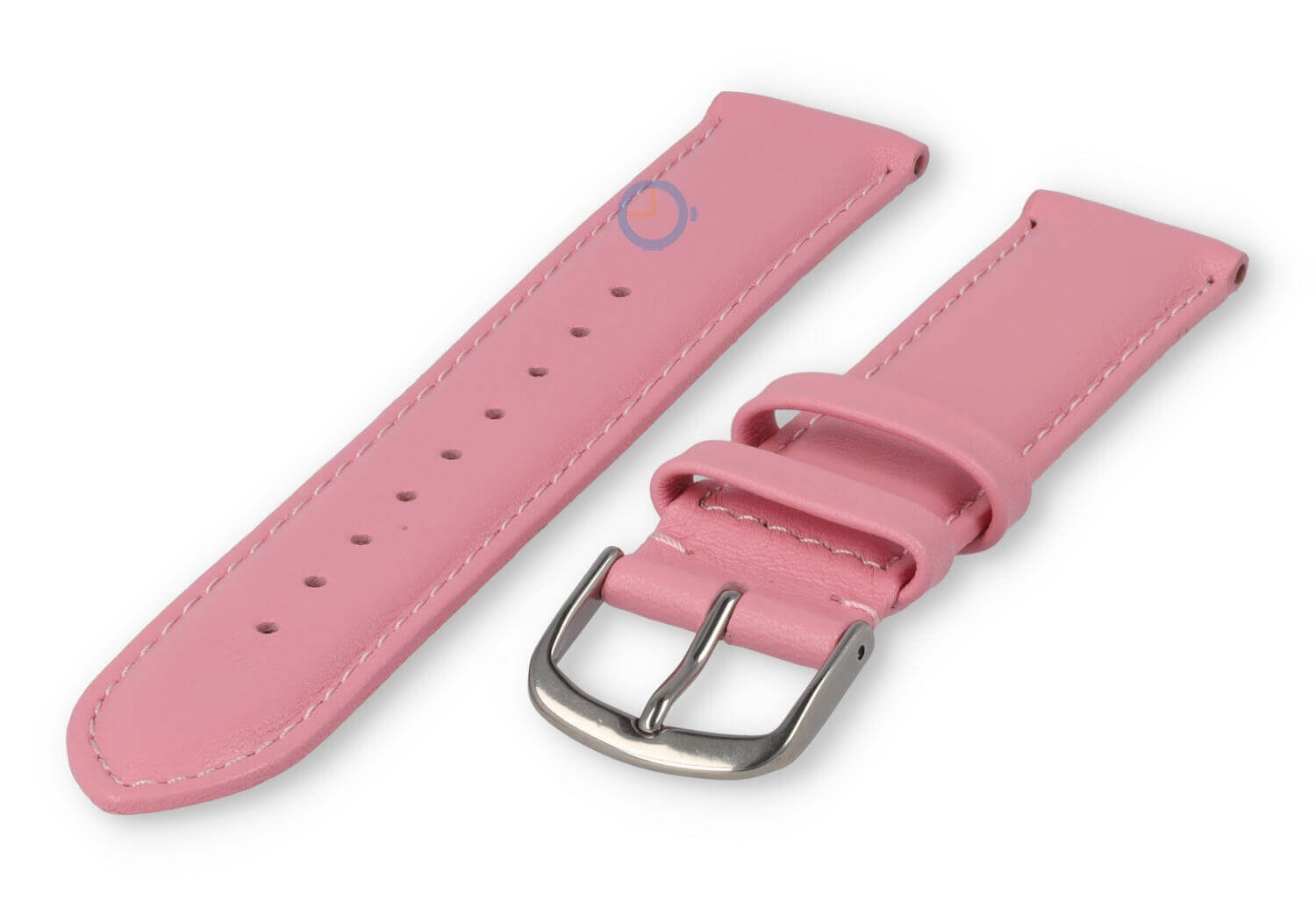 18mm horlogeband glad leer - lichtroze
