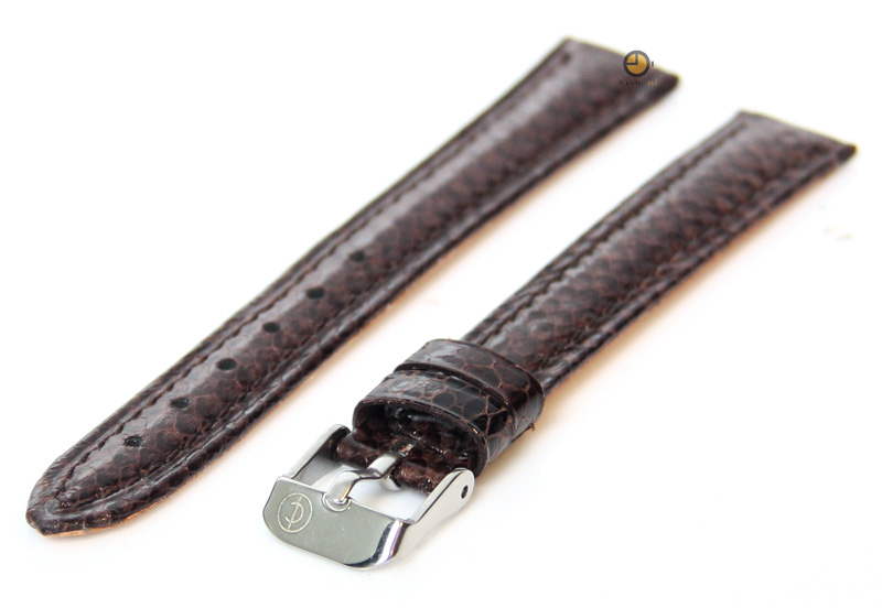 Horlogeband 14mm donkerbruin echt slangenleder