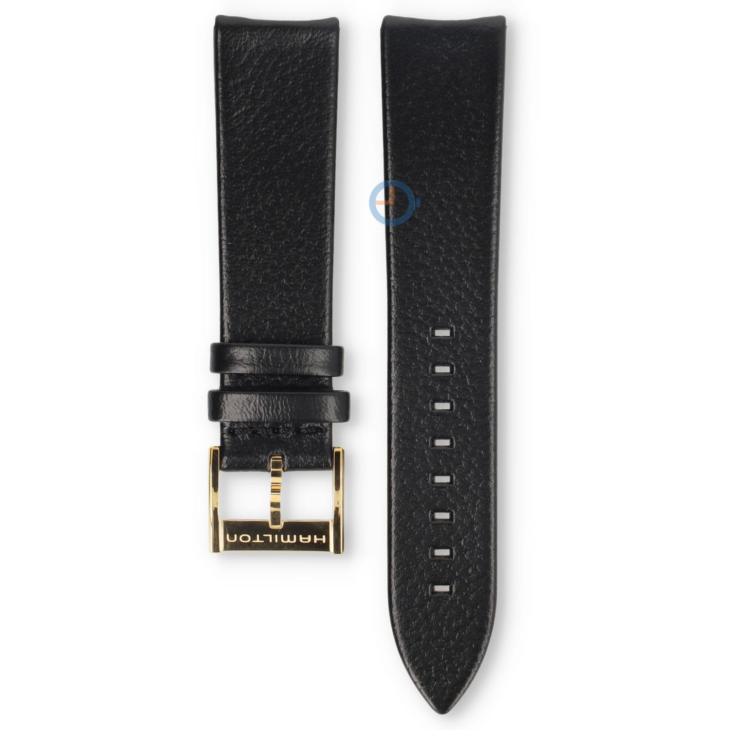 Hamilton horlogeband H38475751 - zwart leer