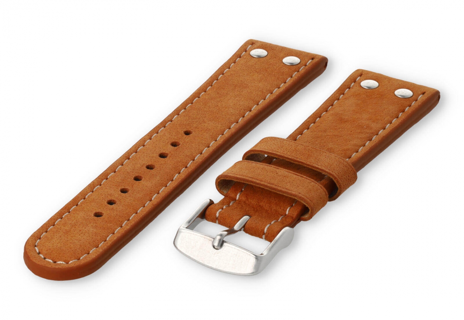 Flieger horlogeband 24mm cognacbruin leer