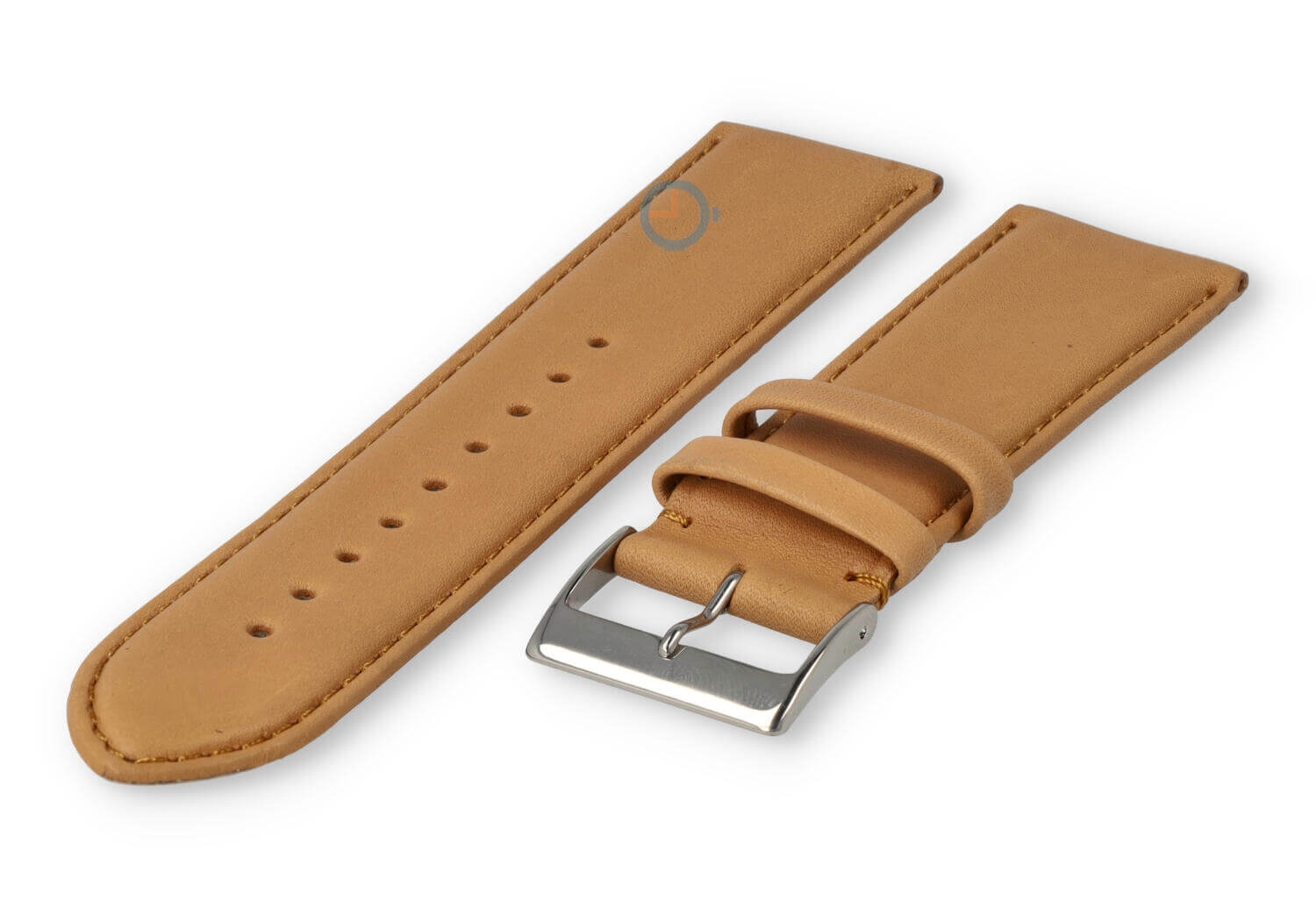 22mm horlogeband glad leer - lichtbruin
