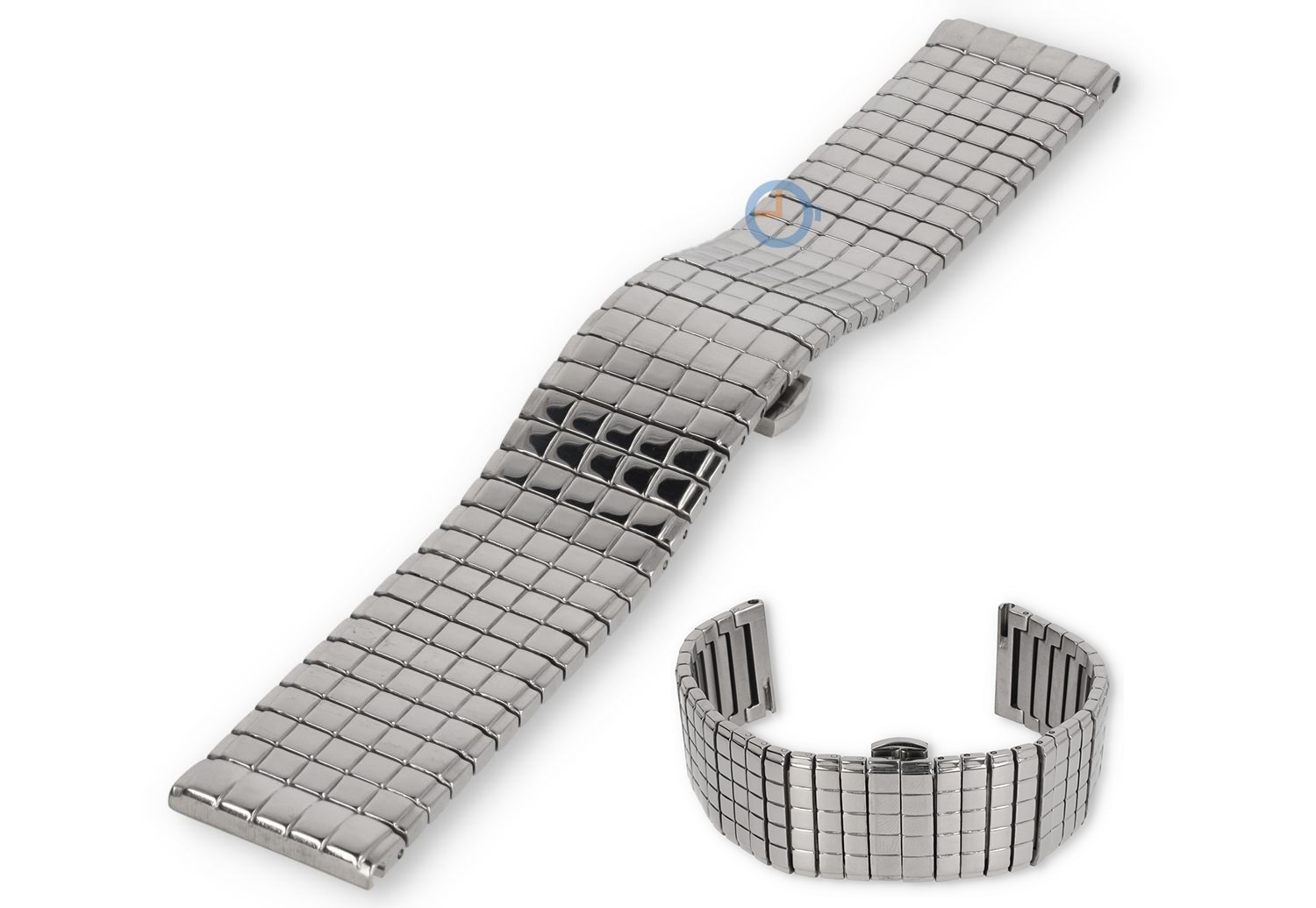 Blokpatroon stalen horlogeband - 22mm - zilver