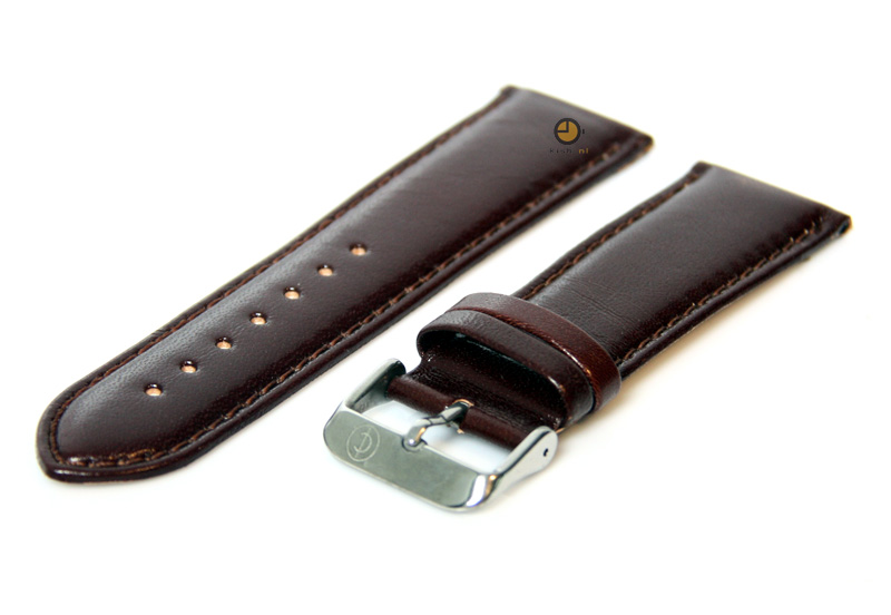Horlogeband 24mm klassiek donkerbruin leer