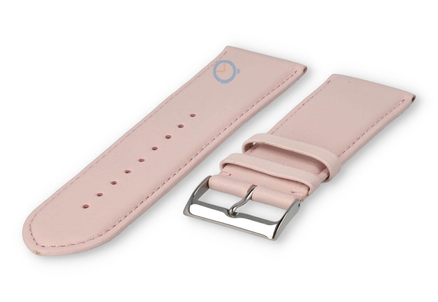 26mm horlogeband glad leer - pastelroze