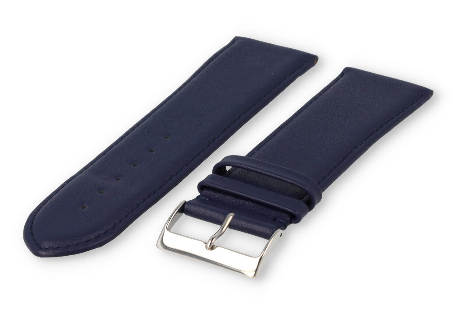 XL horlogeband glad leer - 28mm - donkerblauw