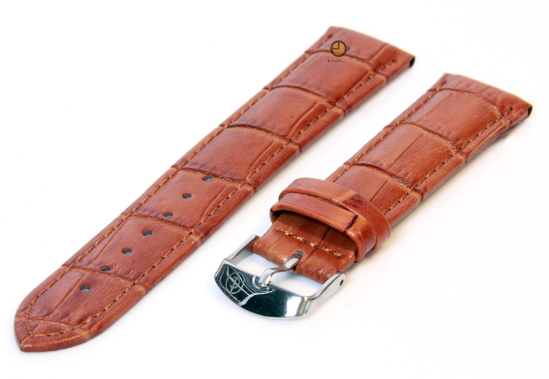 Horlogeband 20mm havanna bruin leer croco