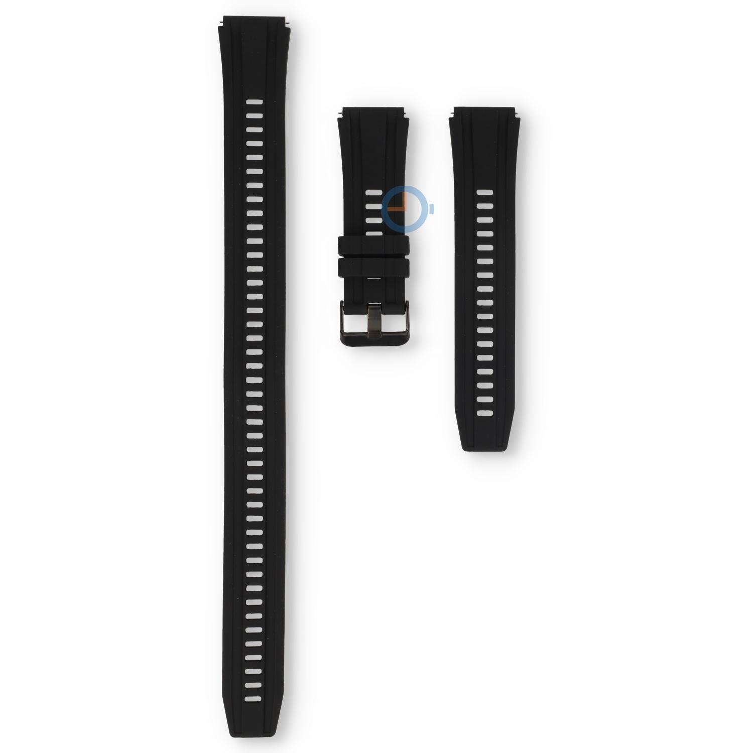 Extra lange horlogeband siliconen 22mm - zwart
