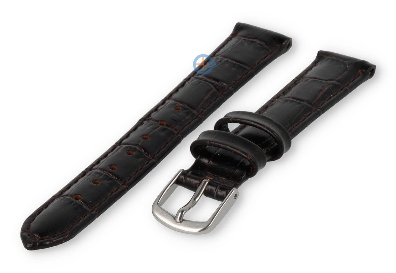 Leren bandje met krokoprint - 12mm - donkerbruin