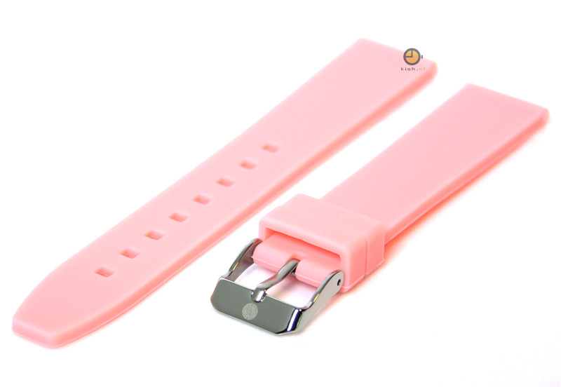 Horlogeband 16mm lichtroze siliconen glad