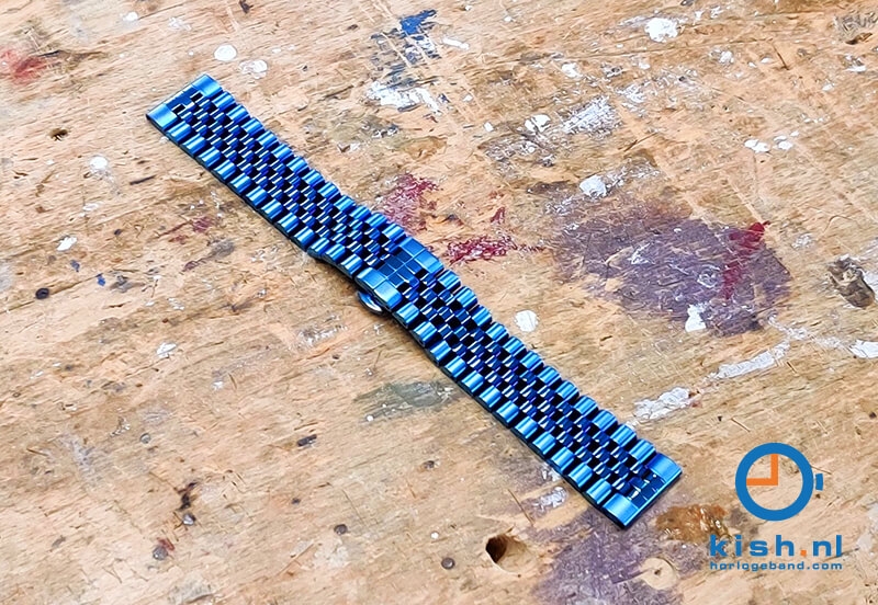Horlogeband 20mm staal blauw - deels gepolijst
