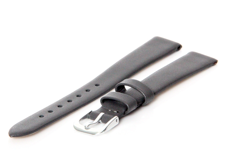 Horlogeband 14mm grijs leer naadloos