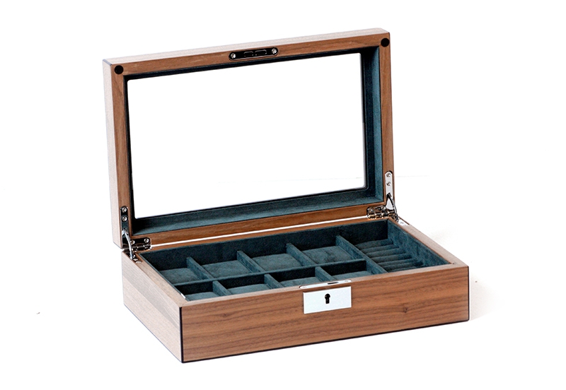Horlogekist voor 8 horloges + sieraden - Walnut