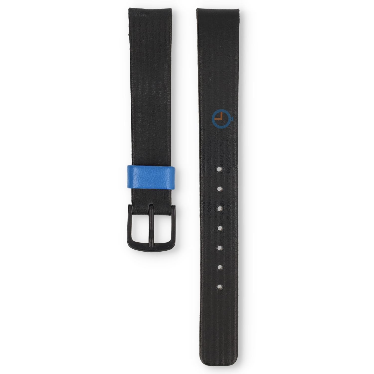 Universele 13mm zwart leren horlogeband - Pulsar