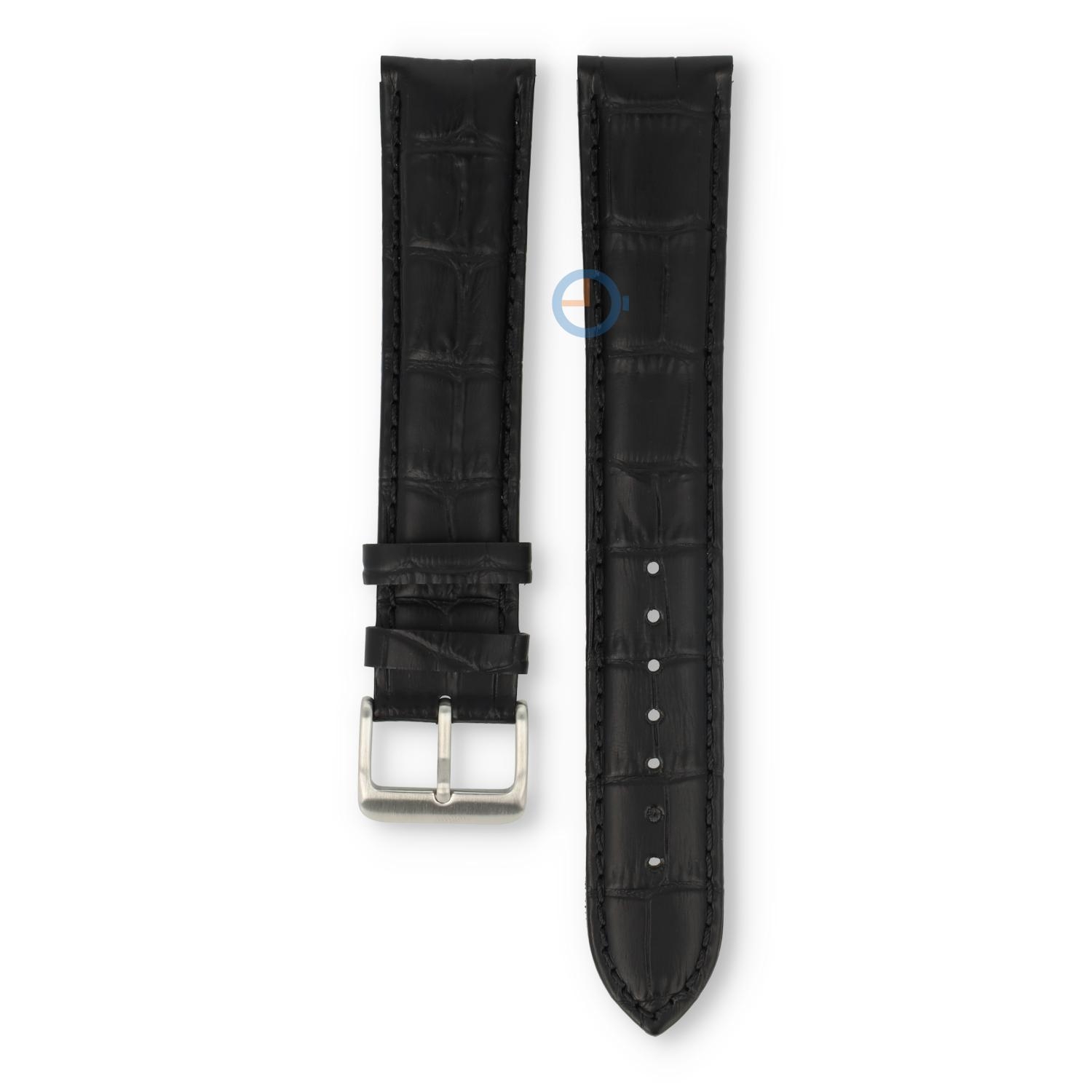 Extra lange horlogeband - croco leer - 20mm - zwart