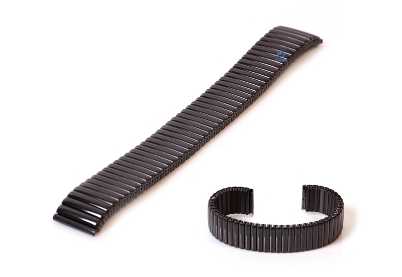 Horlogeband 18mm stalen rekband zwart