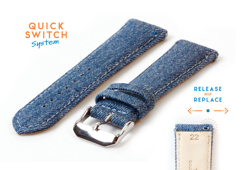 Horlogeband 22mm denim