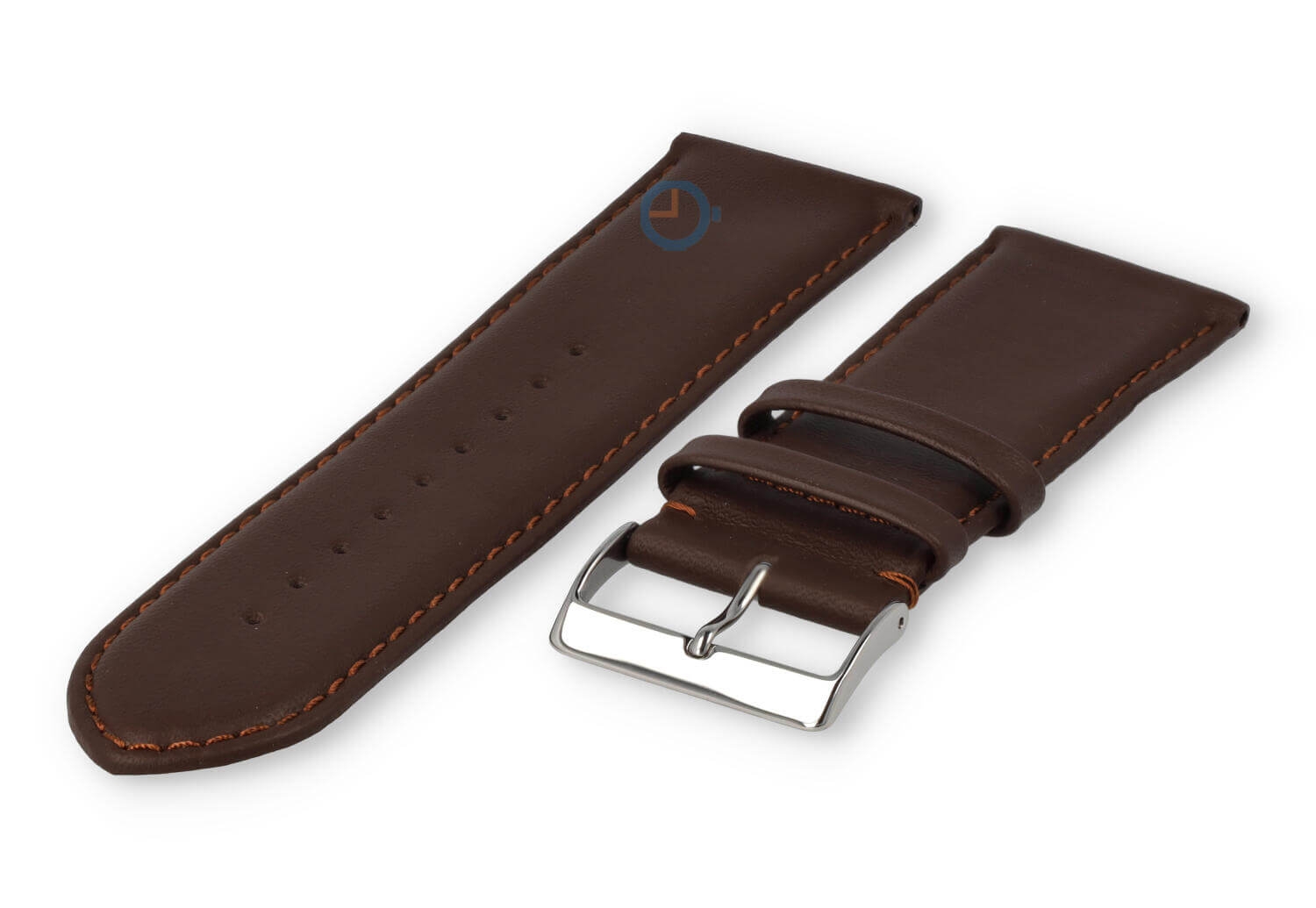 XL horlogeband glad leer - 28mm - donkerbruin