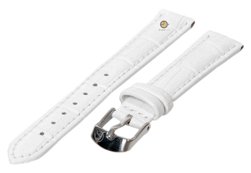 Horlogeband 12mm wit leer kroko
