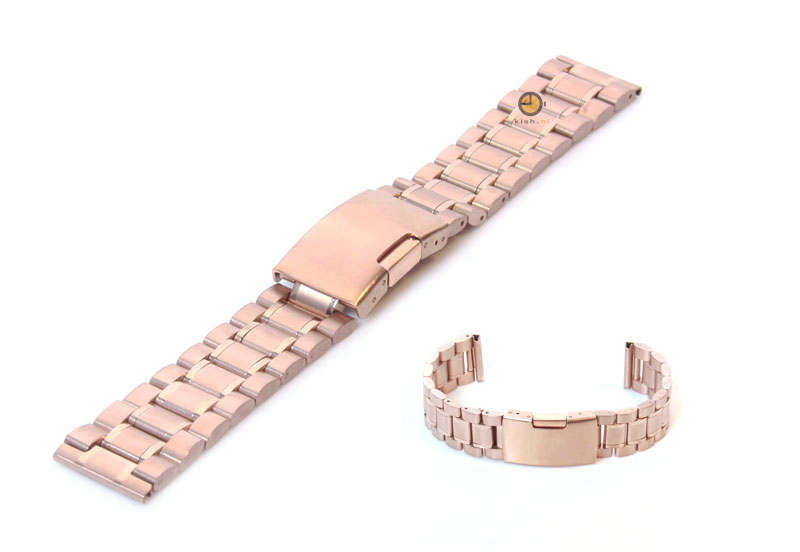 Horlogeband 20mm rosegoud staal mat/glans