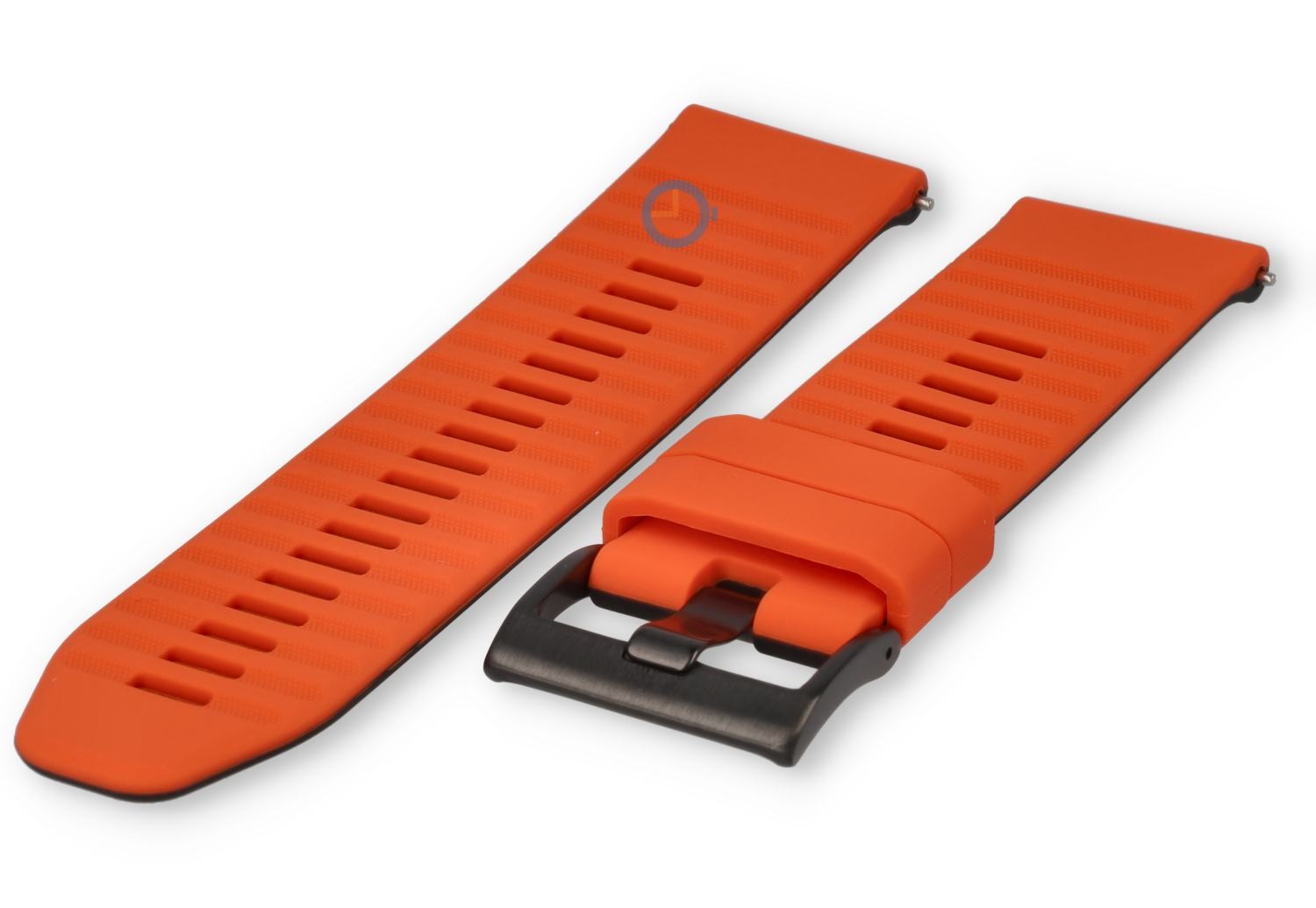 24mm siliconen horlogeband - oranje zwart - snelwissel