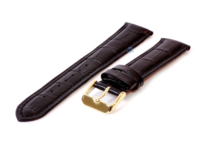 Luxe Festina horlogeband zwart leer - goud - 20mm
