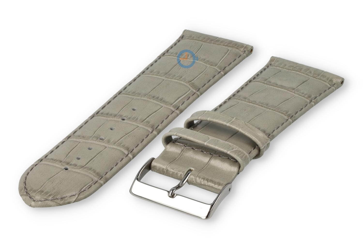 Kalfsleder XL band met croco-reliëf - 28mm - lichtgrijs