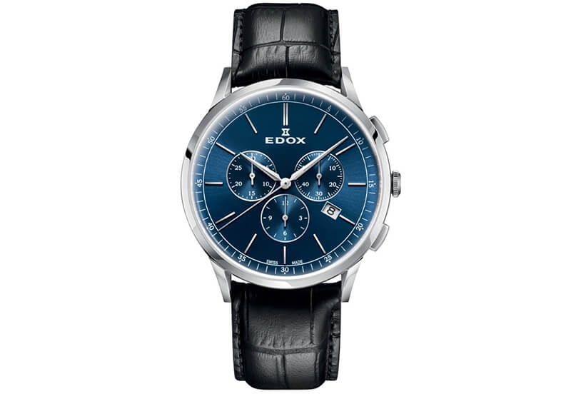 Edox Les Vauberts 10236 Horlogeband Zwart Leer