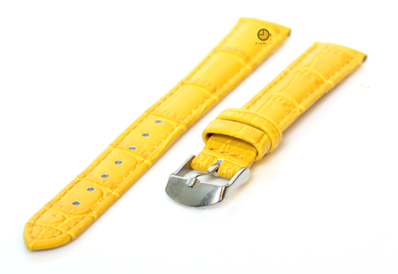 Horlogeband 14mm kroko leer geel
