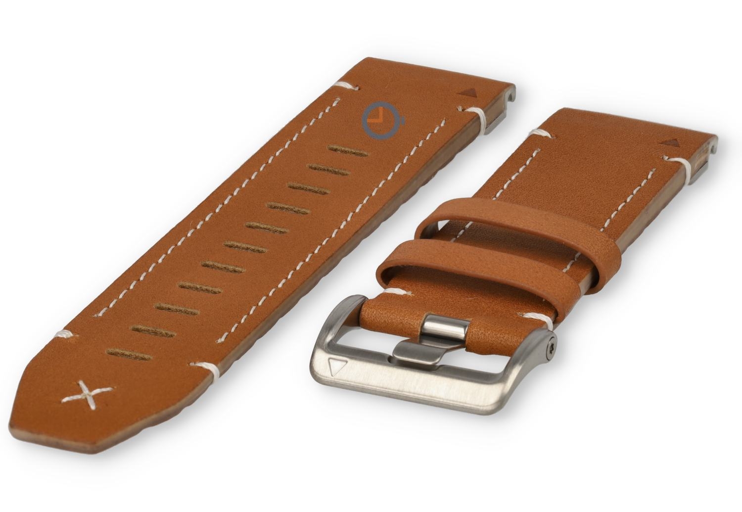 Premium leren bandje voor Garmin Enduro 3 - cognacbruin/zilver