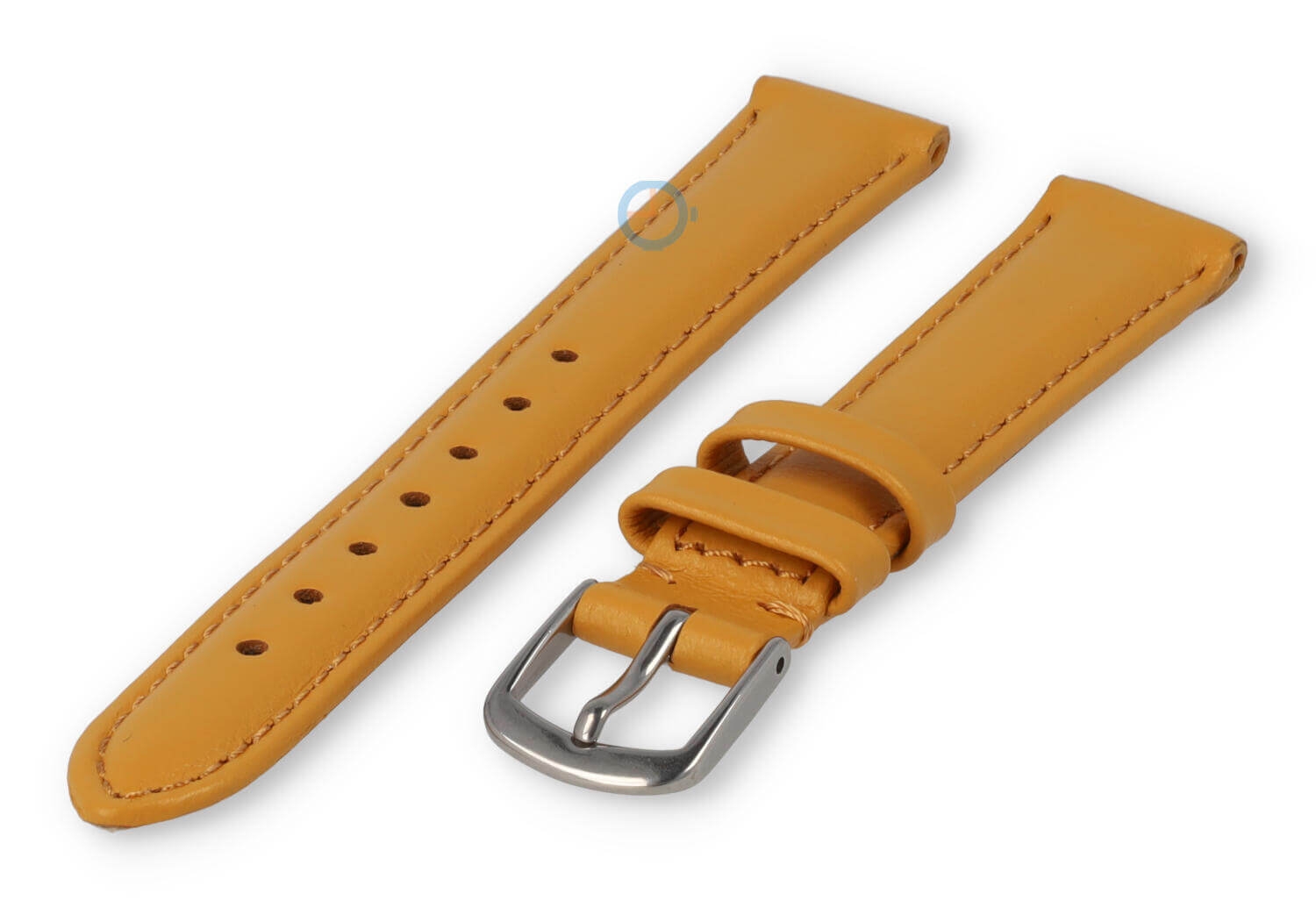 14mm horlogeband glad leer - mosterdgeel