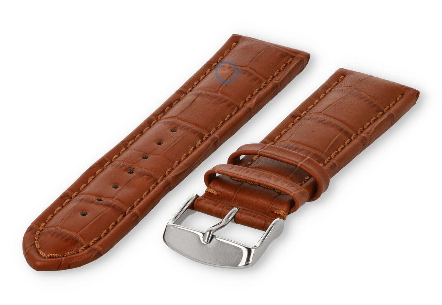 Krachtige horlogeband van kalfsleer - 24mm - bruin