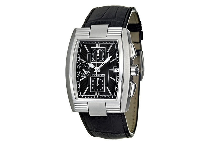 Hamilton horlogeband H29516731 - zwart leer