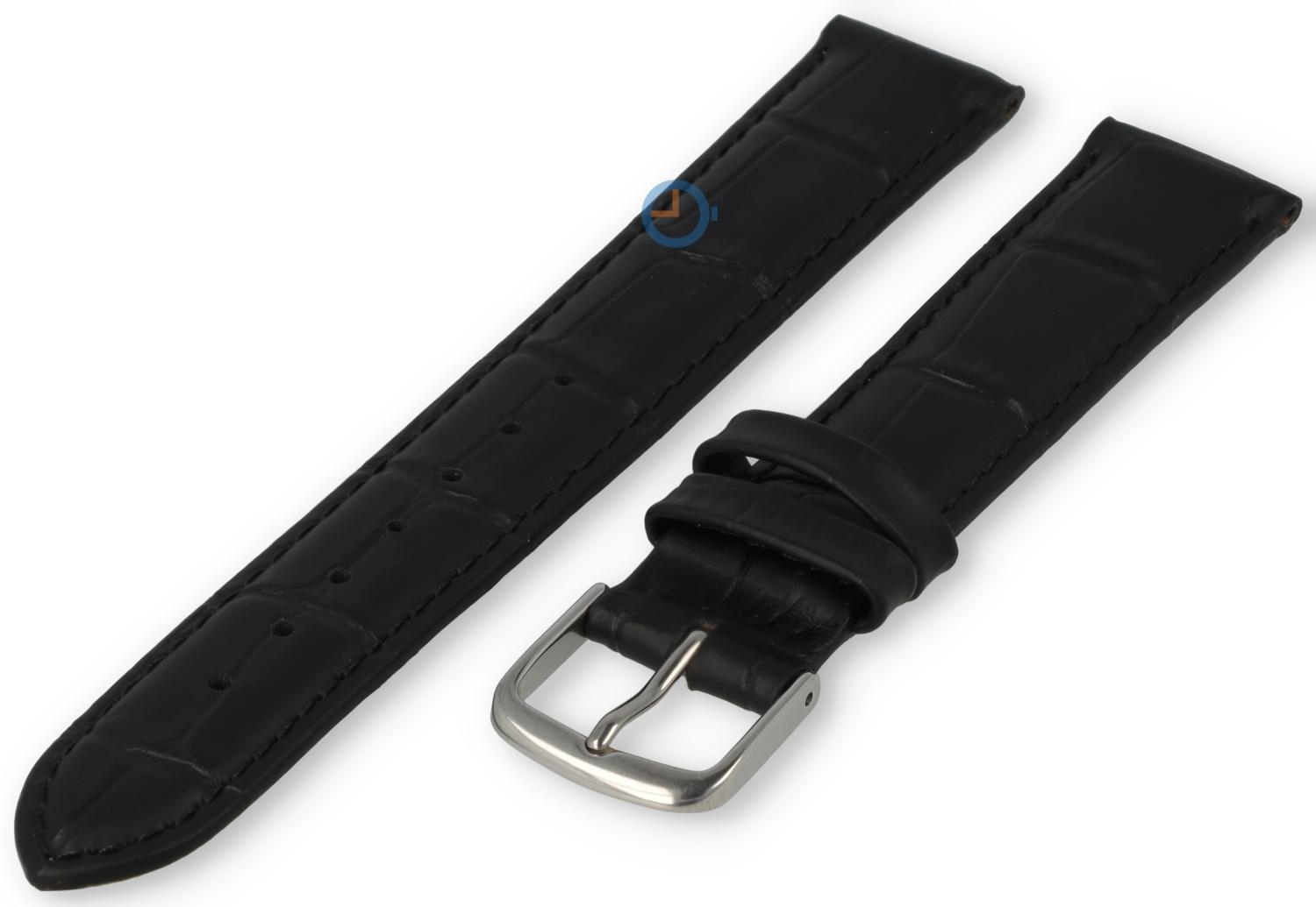 Horlogebandje 13mm - croco leer - zwart