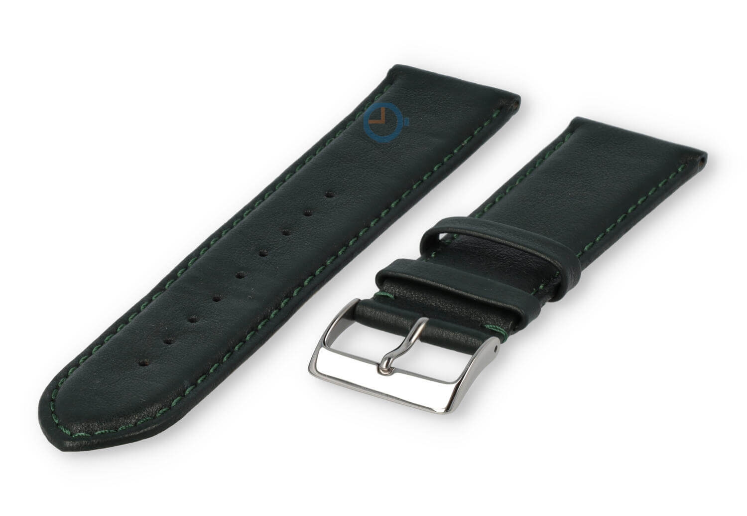 22mm horlogeband glad leer - donkergroen