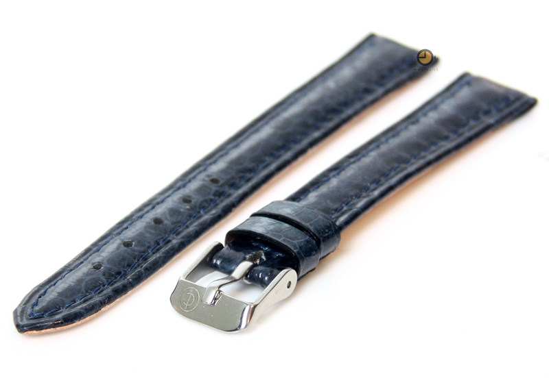 Horlogeband 14mm blauw echt slangenleder