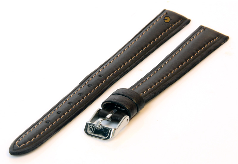 Horlogeband 14mm donkerbruin leer XXL