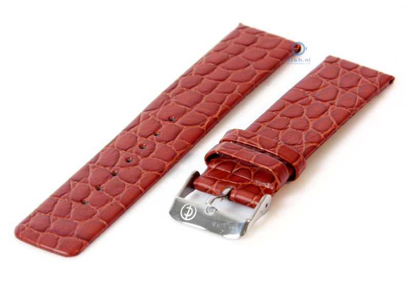 Horlogeband 22mm lichtbruin leer croco